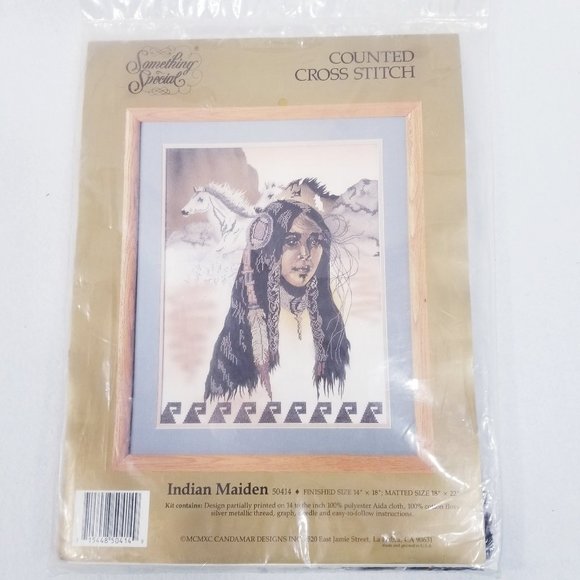 Vtg. 1990 Indian Maiden Counted X-Stitch Kit - New - Picture 1 of 7
